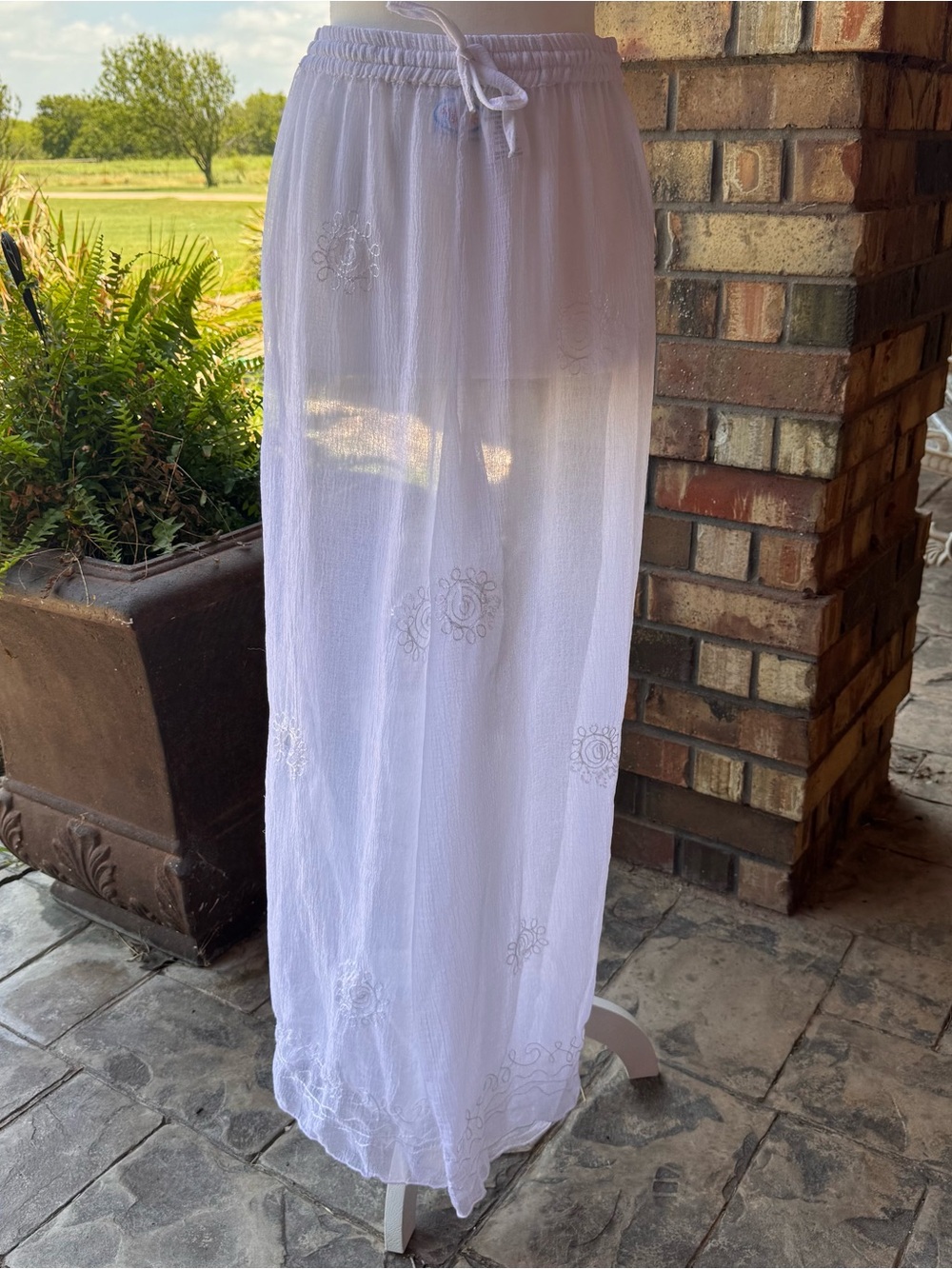 White Embroidered Swim cover NWT; Small